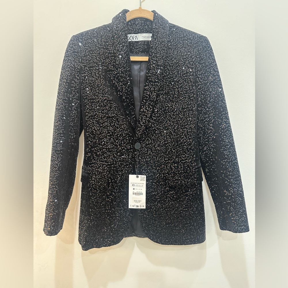 Black Velvet Sequin Blazer